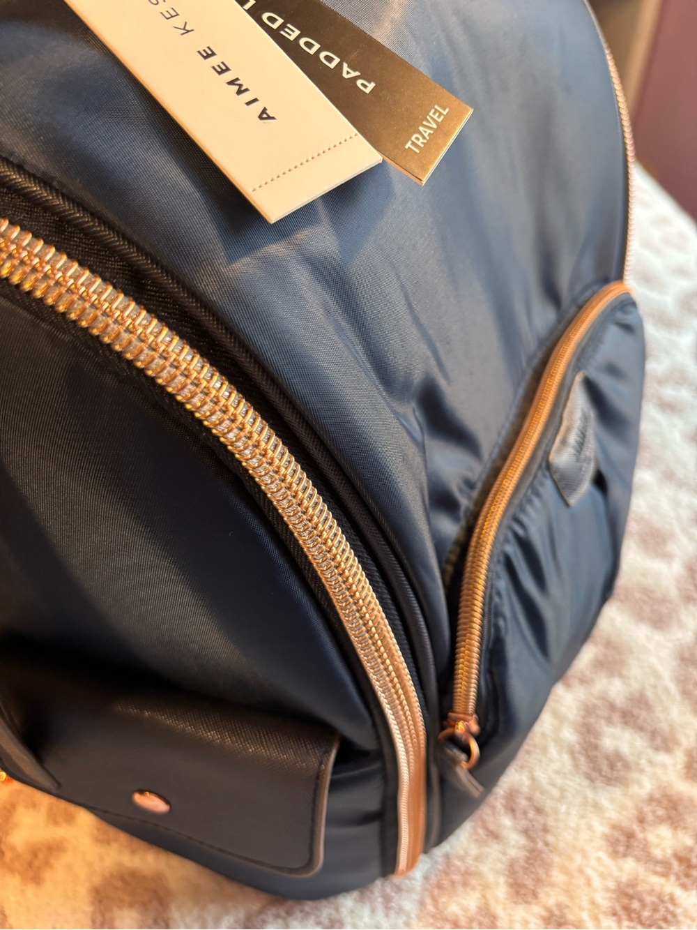 Aimee Kestenberg navy blue Backpack with Rose Gold Hardware